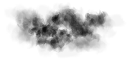 Bright black Smoke Cloud Illustration. Fantastic black smoke. Magic smoke. Smog cloud on podium or stage. Fog vapor over ground or water surface, magic haze. Magic smoke, magic fog, black steam. PNG. 