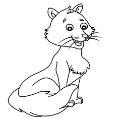 Cute cartoon hand drawn vector fox coloring page.