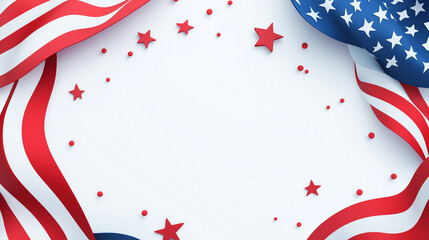 Obraz premium Modern minimalist Independence Day banner with bold blue, red, and white tones, perfect for social media promotions, brand marketing, and festive campaigns.