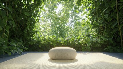 Gentle yoga practice for fatigue recovery on a sun-drenched mat surrounded by lush greenery, focusing on breath and mindfulness.