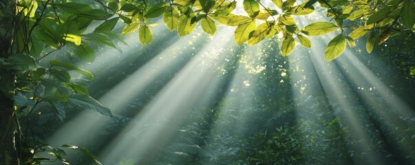 Holistic fatigue recovery through nature therapy with tranquil forest views, gentle sunlight streaming through branches, and calming mindfulness practices.