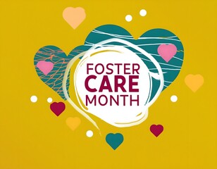 Colorful hearts celebrating foster care month with affection and support
