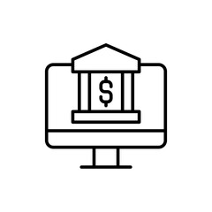 Online bank transfer outline icons, minimalist vector illustration ,simple transparent graphic element .Isolated on white background