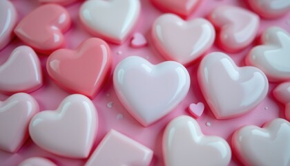 Fototapeta premium Soft Pink and White Heart-Shaped Objects with Glossy Finish