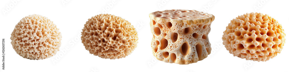 Poster minimal 3d rendering of tubular sea sponges in smooth texture and natural colors for visual design a