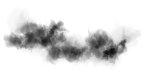 Bright black Smoke Cloud Illustration. Fantastic black smoke. Magic smoke. Smog cloud on podium or stage. Fog vapor over ground or water surface, magic haze. Magic smoke, magic fog, black steam. PNG. 