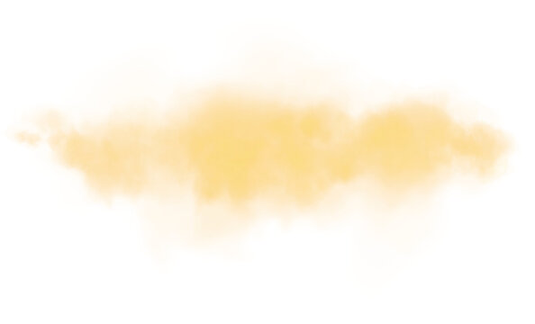 Bright Yellow Smoke Cloud Illustration. Fantastic yellow smoke. Magic smoke. Smog cloud on podium or stage. Fog vapor over ground or water surface, magic haze. Magic smoke, magic fog. PNG.