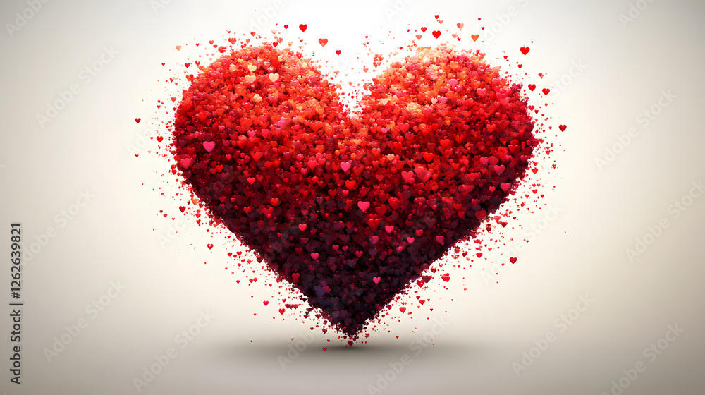 Aufkleber Heart shape made of red particles on a light background