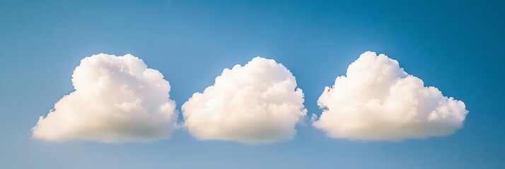 Elegant Fluffy cumulus clouds towering high under a vivid cerulean sky open airy space suitable for travel promotions 