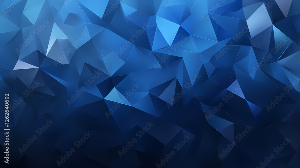 Poster abstract geometric pattern with blue and dark triangles