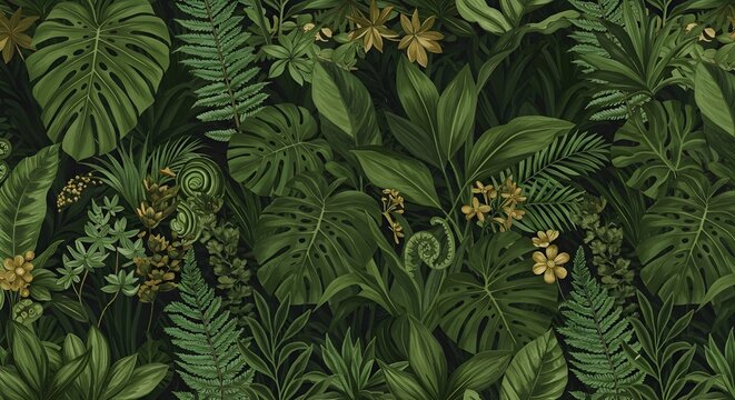 Fondo transparente de una exuberante escena forestal con un denso dosel de &aacute;rboles en varios tonos de la verde tranquilidad de la naturaleza
