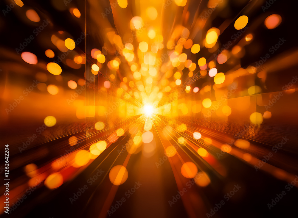 Poster a bright burst of golden light radiates outwards from a central point, creating a dynamic and abstra