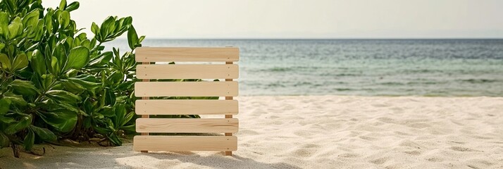 Elegant Rustic wooden signs on a sandy beach pointing toward destinations like paradise snorkeling and bar playful summer travel theme 