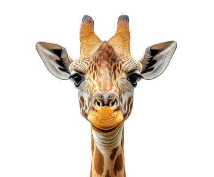 Giraffe portrait isolated on transparent background