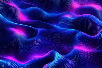 Obraz premium Abstract glowing light effect background with blue and purple neon wavy lines isolated on black, an illustration of a digital design element for a banner or poster