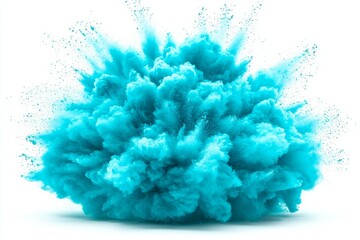 A white background illuminated by a bright blue dust explosion