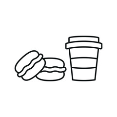 Drink and macaron set food icon represents a sweet and elegant snack combo, perfect for café menus, bakery designs, and dessert-themed illustrations.