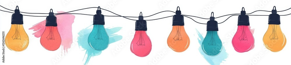 Poster png transparency image showcasing decorative wire balls and string lights or christmas and new year 