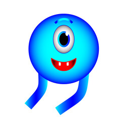 Cute Blue One-Eyed Monster Character - Cartoon Mascot
