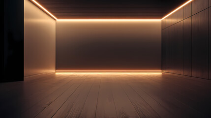 Mysterious Modern Hall with Orange Lighting
