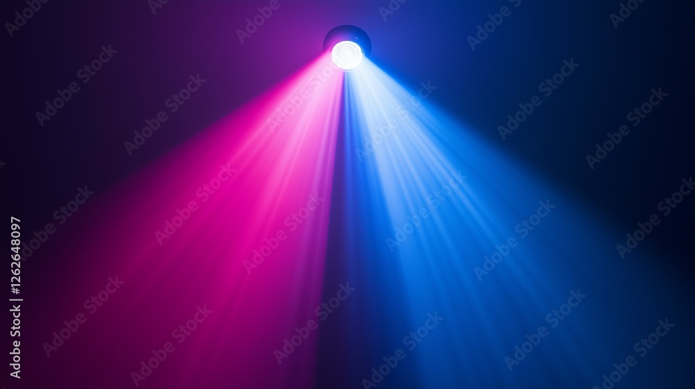 Poster abstract background with blue and pink light rays, rays of neon light on a dark gradient background