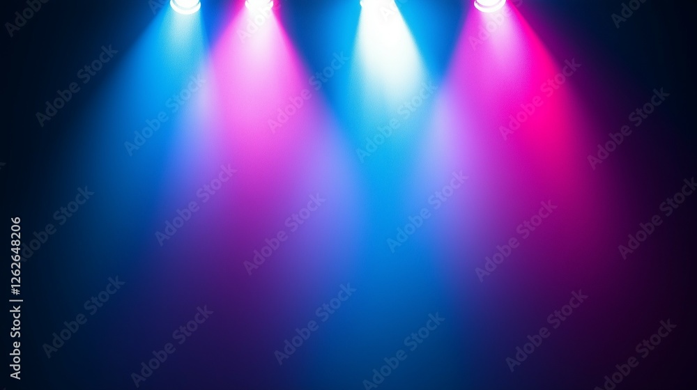 Poster abstract background with blue and pink light rays, rays of neon light on a dark gradient background