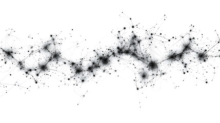 Abstract Network of Points and Lines with Dark Clusters on a White Background Intricate Design