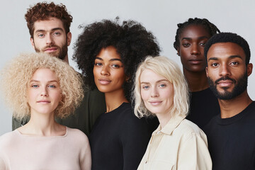 Fototapeta premium A diverse group of people standing together and are happy to be in one community.