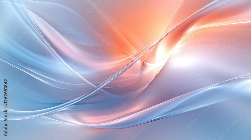 Poster abstract waves of blue and orange creating a serene and dynamic background