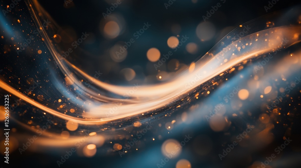 Poster abstract waves of light and shimmering particles creating a magical atmosphere