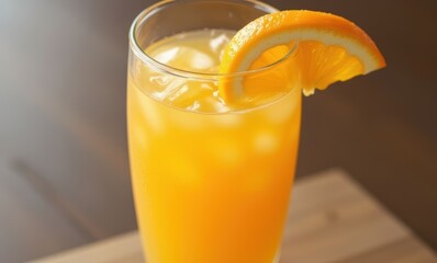 Refreshing orange drink with ice