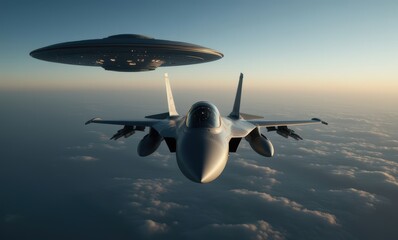 Fighter Jet And UFO The