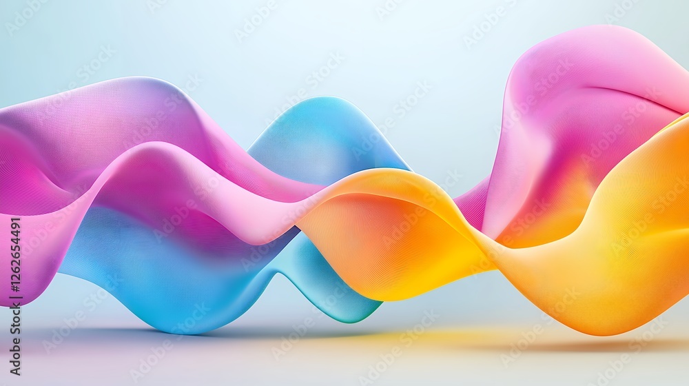 Poster abstract multicolored 3d wave with geometric texture on a light background