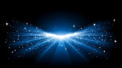 Blue Luminous Radiance Shining Burst of Stars on a Deep Black Backdrop for Artistic Graphic Design