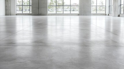 Polished concrete floor in modern office building