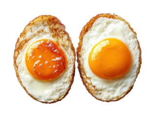 Fried eggs cooking process kitchen food isolated on transparent background