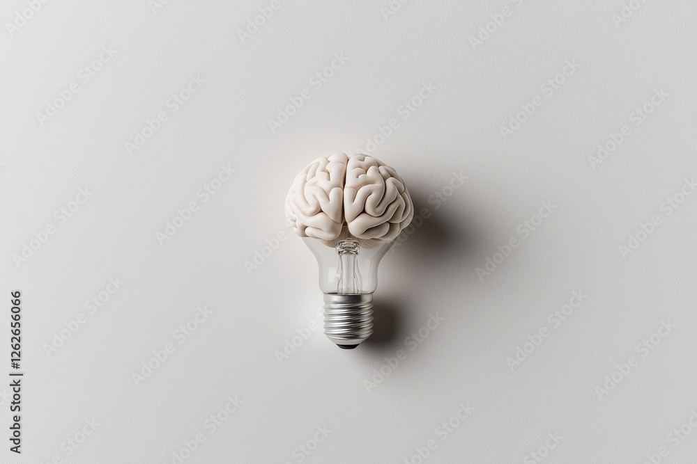 Poster transparent background featuring a light bulb with an illuminated brain