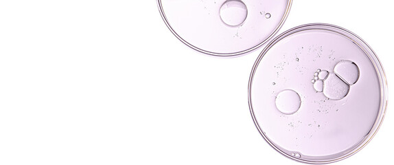 The texture of a cosmetic serum or body gel in a Petri dish.