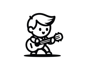 man with guitar logo design vector template