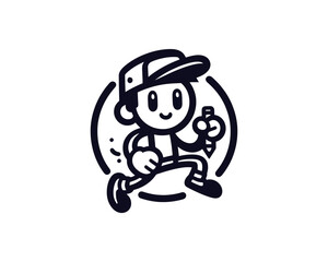 Fototapeta premium cartoon boy logo icon