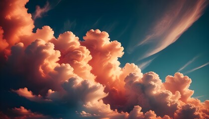 Swirling white clouds stretching across a vast blue sky