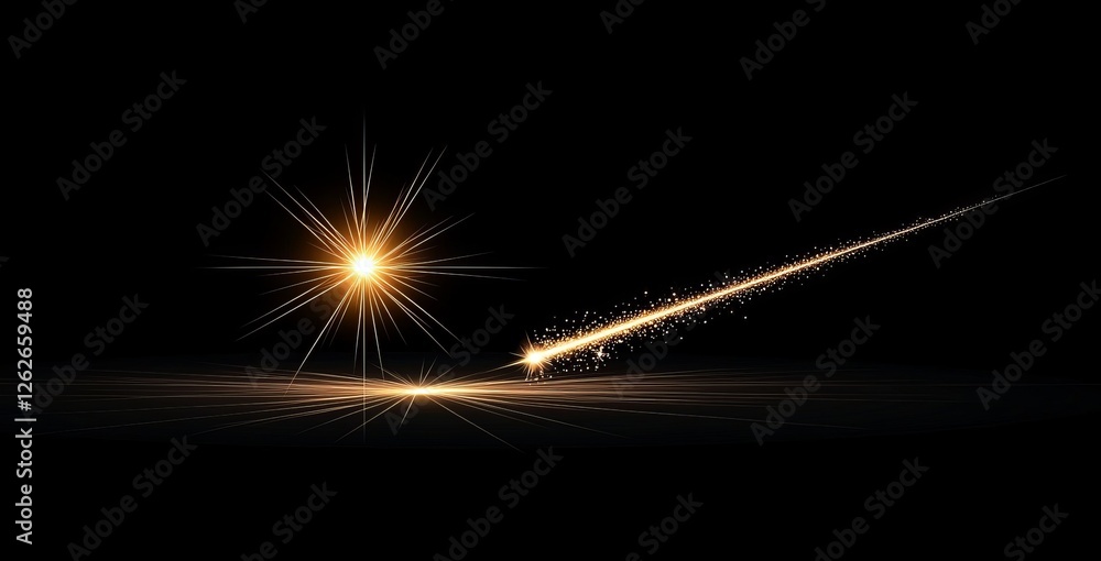 Poster golden sun flare with expanding rays in a transparent setting