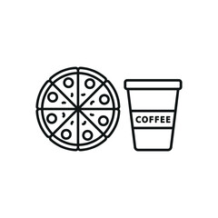 Drink and pizza set food icon designed with a fun flair, offering a lively look for projects related to fast food, casual dining, or party themes.