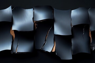 A detailed look at a line of weathered shingles that have been damaged by the sun