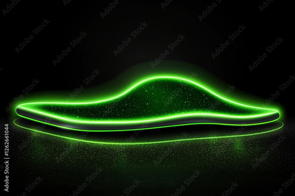Poster an abstract dynamic image showing a green light streak, embodying energy and motion, ideal for techn