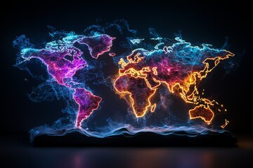 Glowing Global Supply Chain Visualization with Network Connections