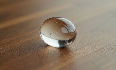 Close-up of a crystal orb on wood