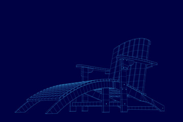 A blue chair with a back and a foot rest. The chair is shown in a blue background