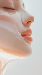 A serene skincare spa scene featuring a woman receiving a hydrating facial treatment under soft lighting, white background	
