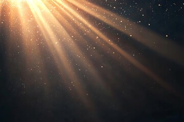A top left golden light flare or glare for project overlay screen effect, incorporating photography sun light optical flare with warm, shiny rays and camera lens effect element, in 3D illustration